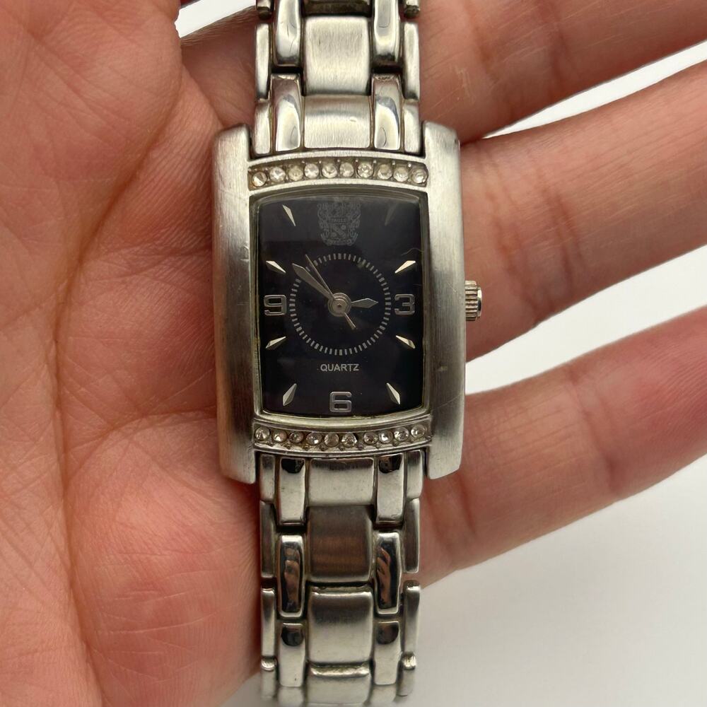 Paolo Gucci Silver-tone Rectangular Case St. Steel Women’s Watch New Battery - Picture 7 of 8